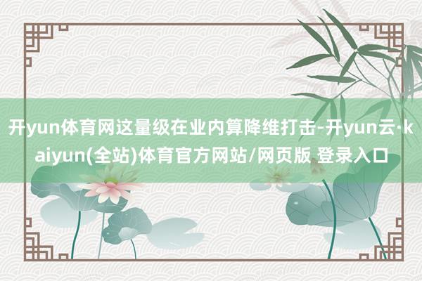 开yun体育网这量级在业内算降维打击-开yun云·kaiyun(全站)体育官方网站/网页版 登录入口