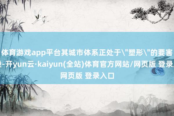 体育游戏app平台其城市体系正处于